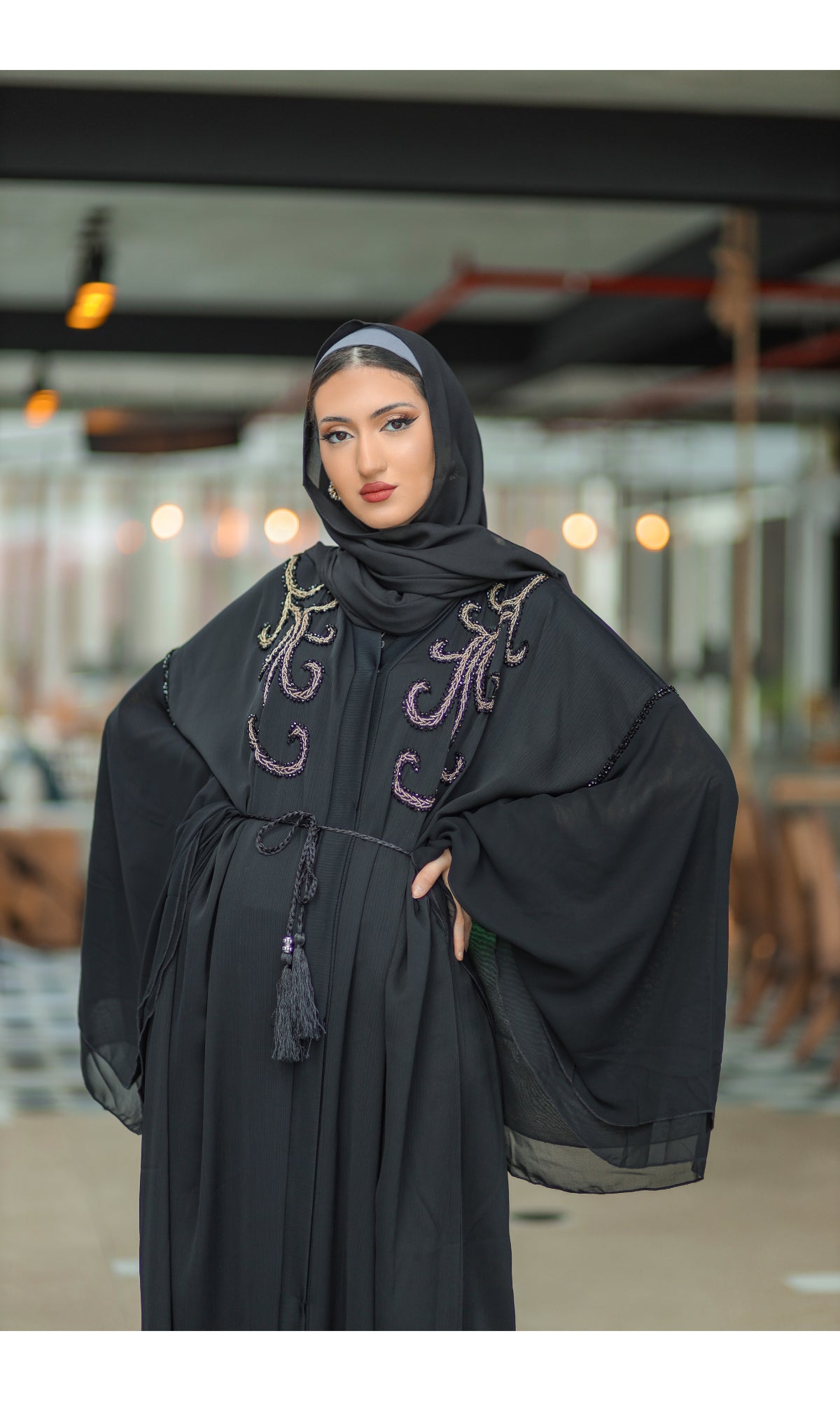 Sheikha Embellished Batwing Abaya