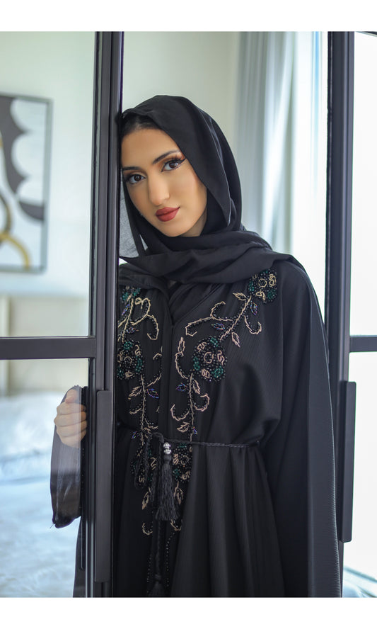 Sheikha Embellished Abaya - Floral