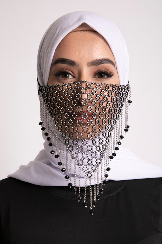 Black and Silver Face Veil