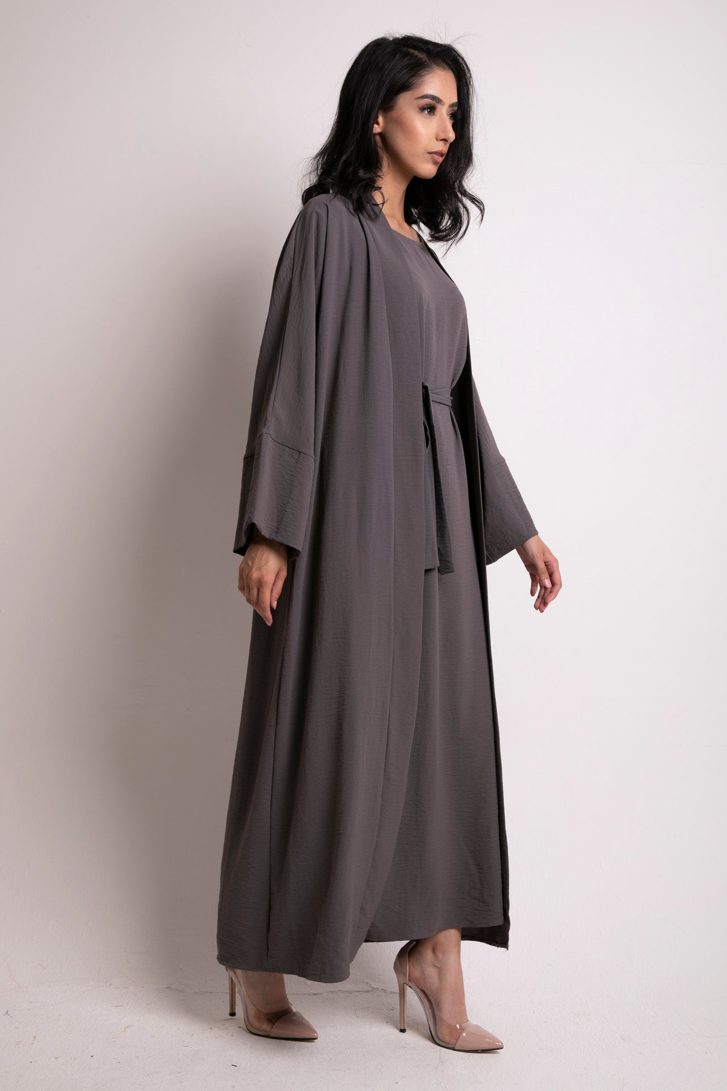 Marwa 2 Piece Abaya Set Grey