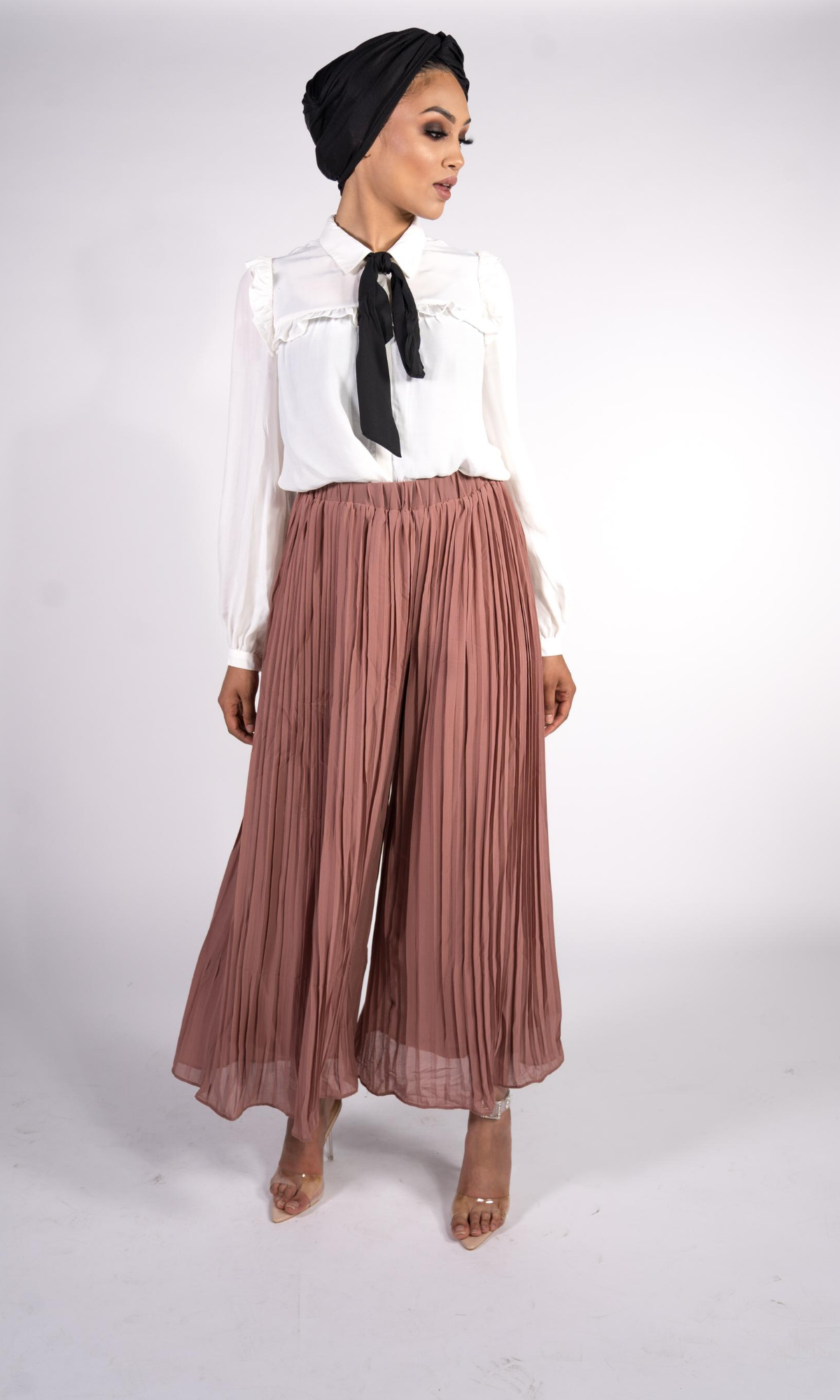 Pleated Palazzo Trousers Nude
