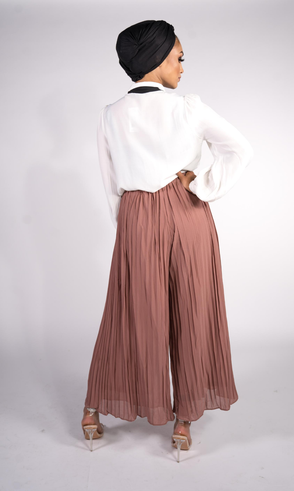 Pleated Palazzo Trousers Nude