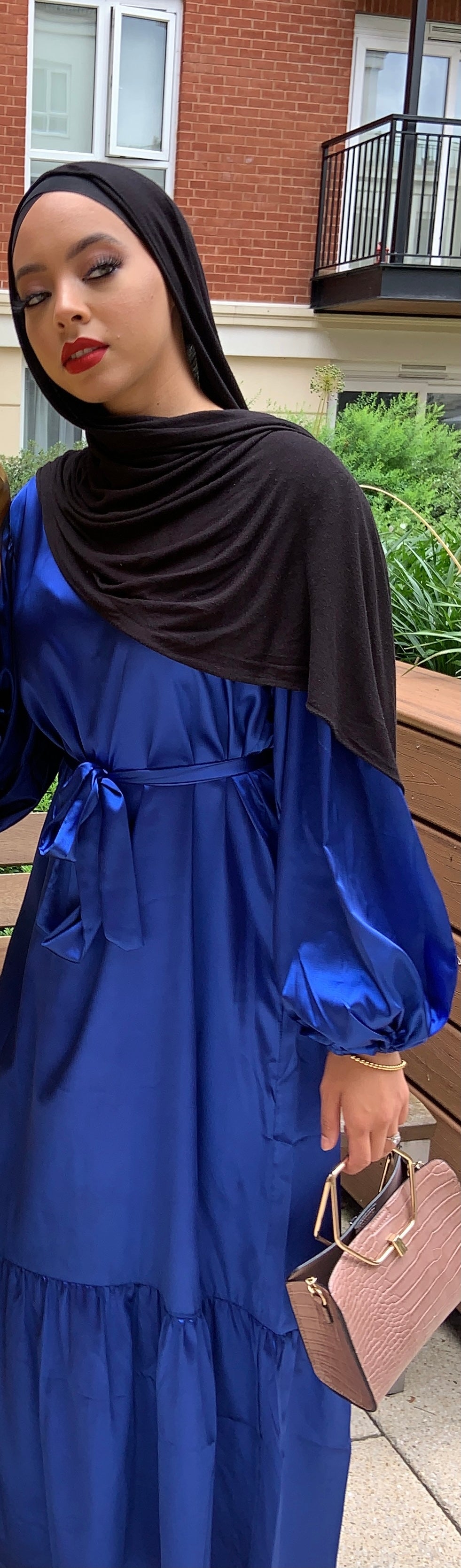 Balloon Sleeve Dress- BLUE