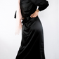 Luxe Black Wrap Satin Dress
