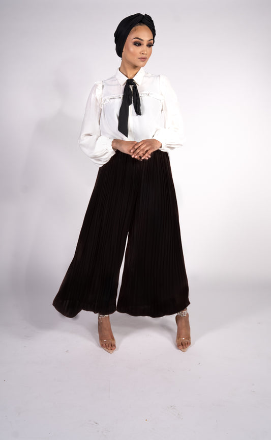 Pleated Palazzo Trousers Black
